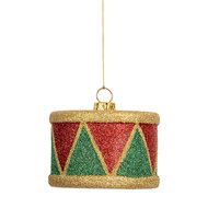Clayre &amp; Eef | Decoratie Hanger Trommel Rood Groen &oslash; 7x5 cm | 66088