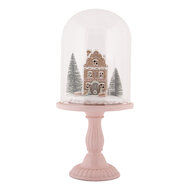 Clayre & Eef | Glazen Stolp met decoratie LED Roze ø 17x36 cm / 2xAAA | 6GL5189