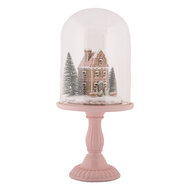 Clayre & Eef | Glazen Stolp met decoratie LED Roze ø 17x36 cm / 2xAAA | 6GL5189
