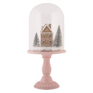 Clayre & Eef | Glazen Stolp met decoratie LED Roze ø 17x36 cm / 2xAAA | 6GL5189