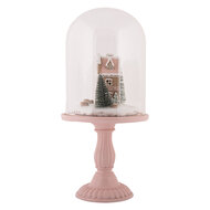 Clayre & Eef | Glazen Stolp met decoratie LED Roze ø 17x36 cm / 2xAAA | 6GL5189