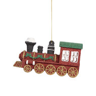 Clayre &amp; Eef | Decoratie Hanger Locomotief  Rood Groen 12x4x7 cm | 66092