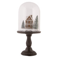 Clayre & Eef | Glazen Stolp met decoratie LED Bruin ø 17x36 cm / 2xAAA | 6GL5190