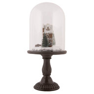 Clayre & Eef | Glazen Stolp met decoratie LED Bruin ø 17x36 cm / 2xAAA | 6GL5190