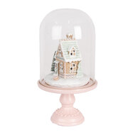 Clayre & Eef | Glazen Stolp met decoratie Roze LED ø 17x30 cm / 2xAAA | 6GL5191