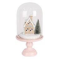 Clayre & Eef | Glazen Stolp met decoratie Roze LED ø 17x30 cm / 2xAAA | 6GL5191