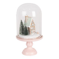 Clayre & Eef | Glazen Stolp met decoratie Roze LED ø 17x30 cm / 2xAAA | 6GL5191