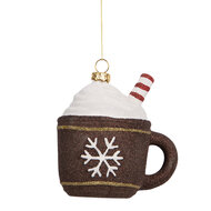Clayre &amp; Eef | Decoratie hanger Mok Bruin Wit 9x7x10 cm | 66096