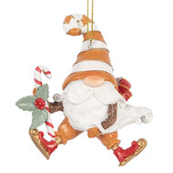 Clayre &amp; Eef | Decoratie hanger kerstman Oranje Wit 8x4x10 cm | 6PR5302