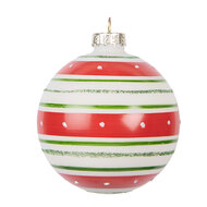 Clayre &amp; Eef | Kerstbal Rood Groen &oslash; 8x8 cm | 6GL5141