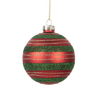 Clayre &amp; Eef | Kerstbal Rood Groen &oslash; 8x8 cm | 6GL5170