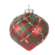 Clayre &amp; Eef | Kerstbal Rood Groen &oslash; 8x8 cm | 6GL5172