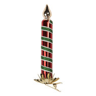 Clayre &amp; Eef | Knijper kerstornament kaars Rood Groen &oslash; 4x14 cm | 6GL5252