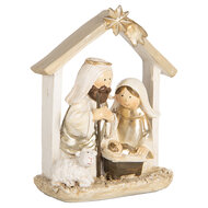Clayre &amp; Eef | Kerstdecoratie Kerstgroep Beige Goudkleurig 10x5x12 cm | 6PR5648