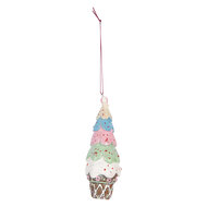 Clayre &amp; Eef | Decoratie hanger taartje Bruin Wit &oslash; 5x13 cm | 6PR5300