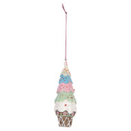 Clayre &amp; Eef | Decoratie hanger taartje Bruin Wit &oslash; 5x13 cm | 6PR5300