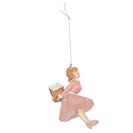 Clayre &amp; Eef | Decoratie hanger Ballerina Roze Beige 6x6x10 cm | 6PR5304