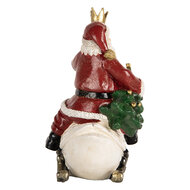Clayre &amp; Eef | Kerstdecoratie Kerstman op zwaan Rood Wit 13x10x16 cm | 6PR5671