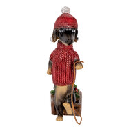 Clayre &amp; Eef | Decoratie Beeld Hond Bruin Rood 8x4x13 cm | 6PR5305