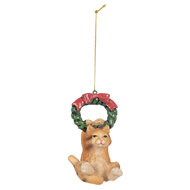 Clayre &amp; Eef | Decoratie hanger Kat Bruin Groen 6x5x9 cm | 6PR5312