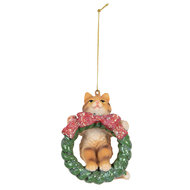 Clayre &amp; Eef | Decoratie hanger Kat Bruin Groen 6x5x9 cm | 6PR5313