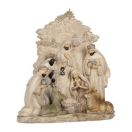 Clayre & Eef | Kerstdecoratie Kerstgroep Beige Wit 24x8x27 cm | 6PR5924