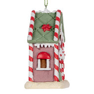 Clayre &amp; Eef | Decoratie hanger huisje Roze Wit 6x4x8 cm | 6PR5325