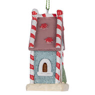 Clayre &amp; Eef | Decoratie hanger huisje Blauw Wit 6x4x8 cm | 6PR5326