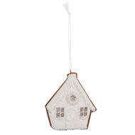 Clayre &amp; Eef | Decoratie hanger huisje Wit Bruin 9x1x10 cm | 6PR5330