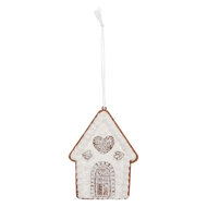 Clayre &amp; Eef | Decoratie hanger huisje Wit Bruin 8x1x10 cm | 6PR5331