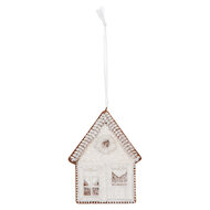 Clayre &amp; Eef | Decoratie hanger huisje Wit Bruin 8x1x10 cm | 6PR5333