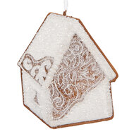 Clayre &amp; Eef | Decoratie hanger huisje Wit Bruin 9x1x10 cm | 6PR5334
