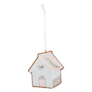 Clayre &amp; Eef | Decoratie hanger huisje Blauw Wit 9x1x10 cm | 6PR5338