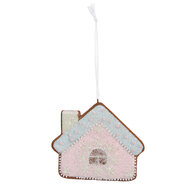 Clayre &amp; Eef | Decoratie hanger huisje Roze Blauw 9x1x8 cm | 6PR5340