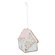 Clayre &amp; Eef | Decoratie hanger huisje Blauw Roze 9x1x10 cm | 6PR5341