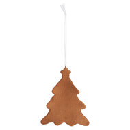 Clayre &amp; Eef | Decoratie hanger Kerstboom Wit Bruin 9x1x10 cm | 6PR5343