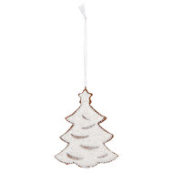 Clayre &amp; Eef | Decoratie hanger Kerstboom Wit Bruin 9x1x10 cm | 6PR5344