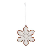 Clayre &amp; Eef | Decoratie hanger Sneeuwvlok Wit Bruin 9x1x10 cm | 6PR5353
