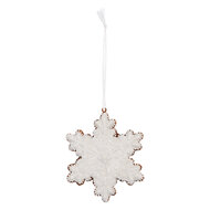 Clayre &amp; Eef | Decoratie hanger Sneeuwvlok Wit Bruin 9x1x10 cm | 6PR5358