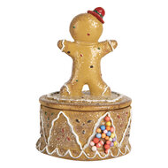 Clayre &amp; Eef | Decoratief Opbergdoosje met Peperkoekpop Bruin Wit &oslash; 7x11 cm | 6PR5650