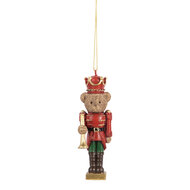 Clayre &amp; Eef | Decoratie Hanger Beer Bruin Rood 4x4x11 cm | 6PR5663
