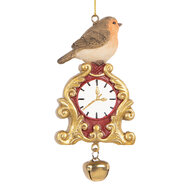 Clayre &amp; Eef | Decoratie Hanger Vogel Bruin Goudkleurig 6x3x11 cm | 6PR5664