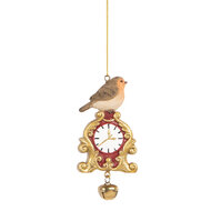 Clayre &amp; Eef | Decoratie Hanger Vogel Bruin Goudkleurig 6x3x11 cm | 6PR5664