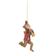 Clayre &amp; Eef | Decoratie Hanger Aap Bruin Rood 7x3x11 cm | 6PR5666