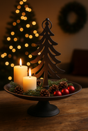 Decoratie plateau etagère kerst bruin op voet metaal 34 x 31 cm | 813091 | Home Sweet Home | Stoer & Sober Woonstijl