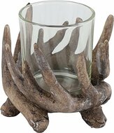  Waxinelichthouder gewei vintage bruin steen 10x11 cm  | 785893 | Home Sweet Home | Stoer &amp; Sober Woonstijl
