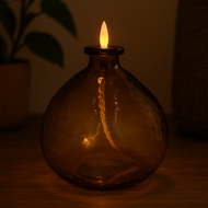 Olielamp met led verlichting bruin 20 x 17 cm | 818458 | Home Sweet Home | Stoer & Sober Woonstijl