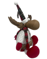 Decoratie eland knuffel zittend rood wit 45 cm  | 809302 | Home Sweet Home | Stoer &amp; Sober Woonstijl