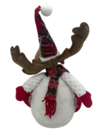 Decoratie eland knuffel zittend rood wit 45 cm  | 809302 | Home Sweet Home | Stoer &amp; Sober Woonstijl