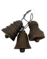 Decoratie bel set van 3 kerst hanger vintage bruin hout 11 cm x 9 cm | 881876 | Stoer &amp; Sober Woonstijl